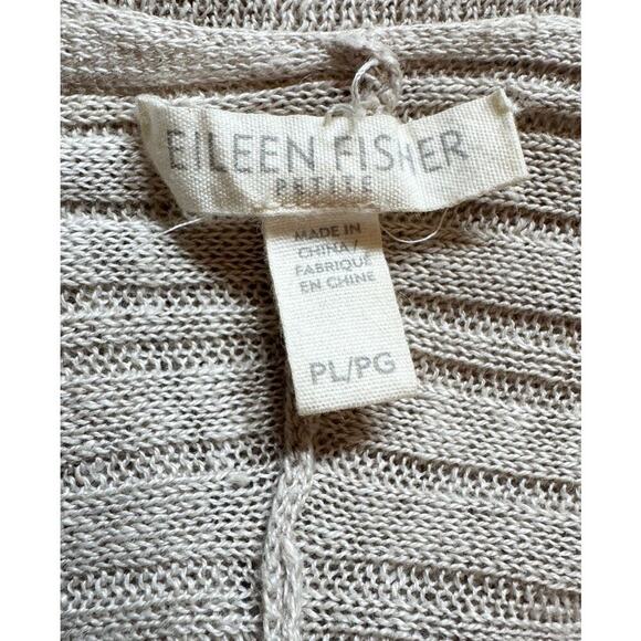 EILEEN FISHER Organic Linen Lightweight Ribbed Textured Open Cardigan Size Large - Picture 5 of 7